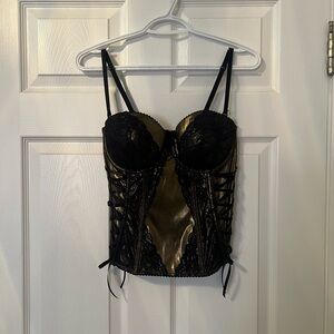 La SENZA Black and Gold Bra with Lace-Up Detail